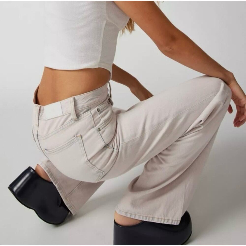 Pistola Ruby Wide Leg‎ Jeans Womens 28 Mineral Acid Wash Pink Lemonade High Rise